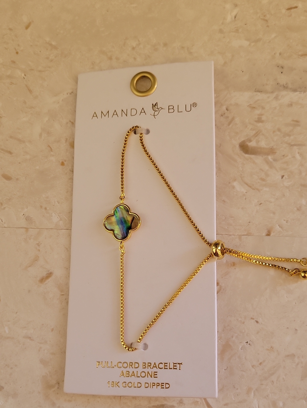 Amanda Blu Gold Abalone Clover Pull-Cord Bracelet